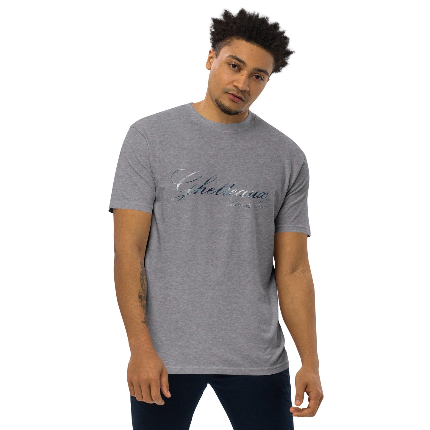 Classic Ghetteaux in Slate (NEW) on Gray Men's Premium Cotton T-Shirt