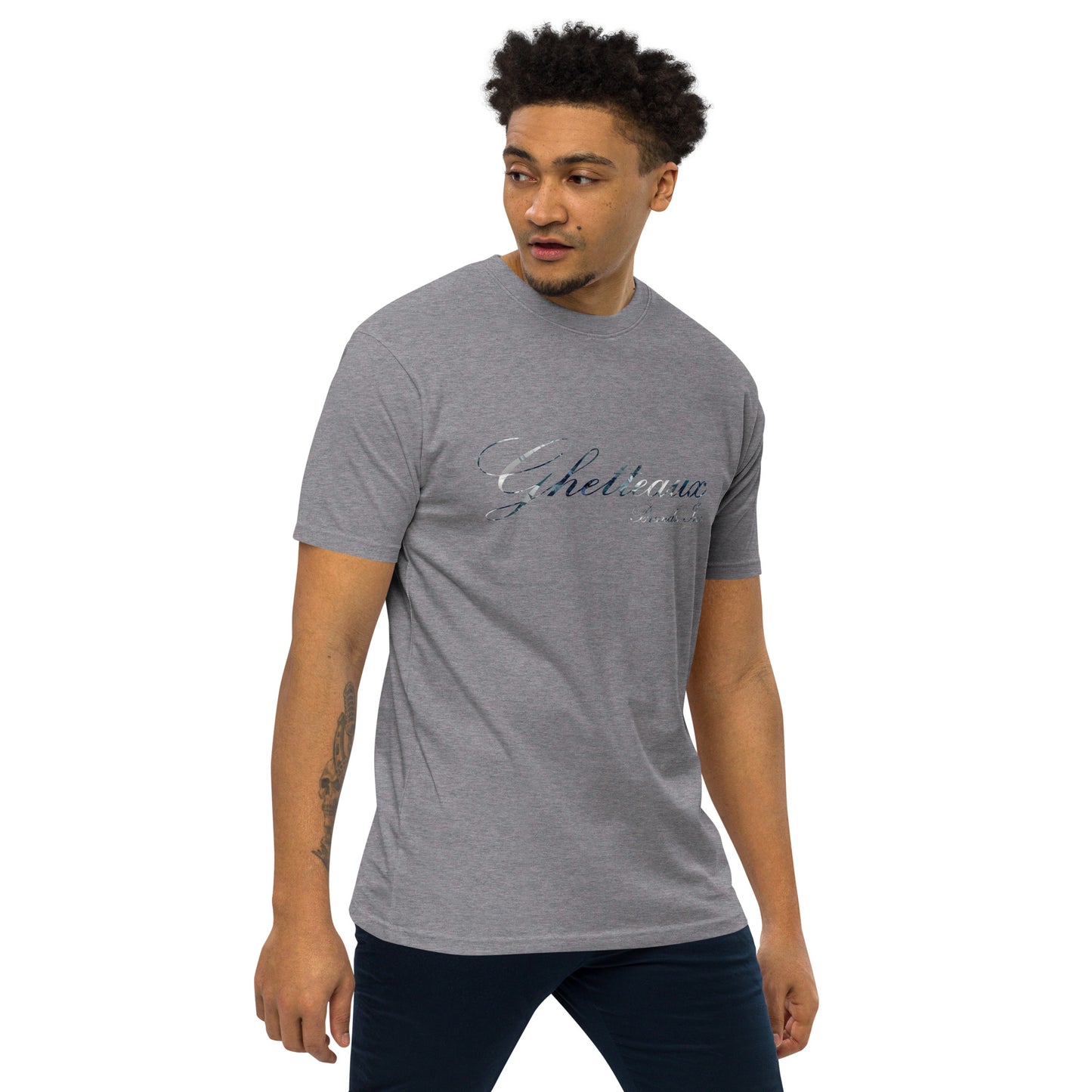 Classic Ghetteaux in Slate (NEW) on Gray Men's Premium Cotton T-Shirt