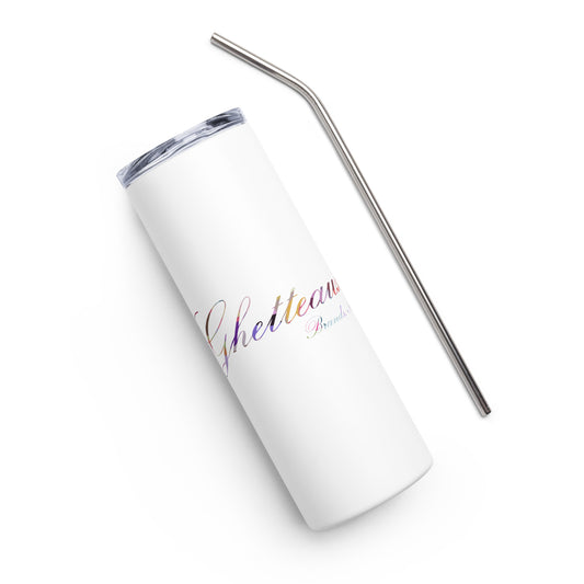 Classic Ghetteaux in GeoMulti on White Stainless steel tumbler