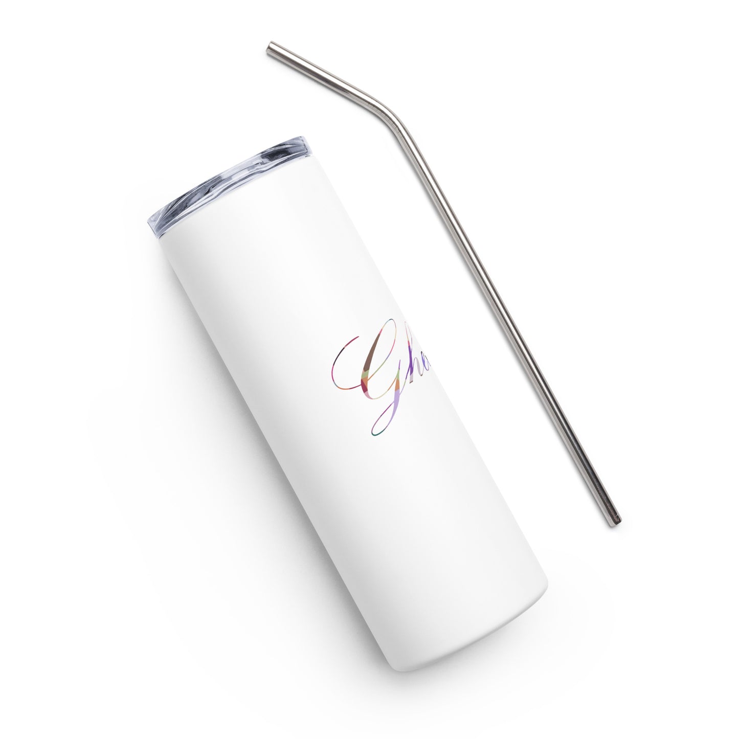 Classic Ghetteaux in GeoMulti on White Stainless steel tumbler