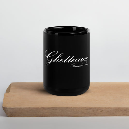 Classic Ghetteaux in White on Black Glossy Mug