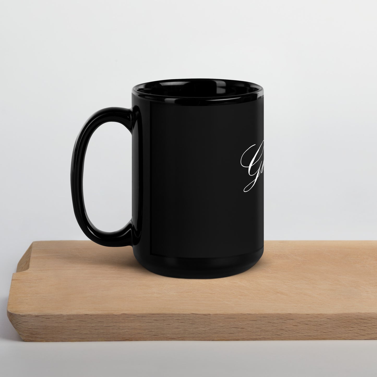 Classic Ghetteaux in White on Black Glossy Mug